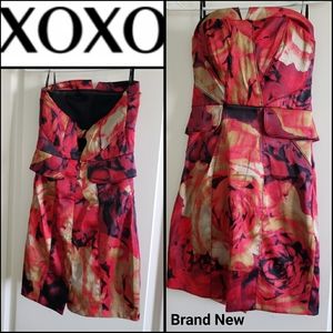 🆕️ XOXO Floral Tie-Dye Design Strapless Dress